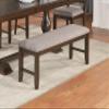 1pc Traditional Charm Brown Finish Standard Height Dining Bench Light Gray Fabric Upholstery Solid Wood Wooden Dining Room Furniture view 2