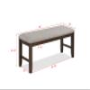 1pc Traditional Charm Brown Finish Standard Height Dining Bench Light Gray Fabric Upholstery Solid Wood Wooden Dining Room Furniture view 3