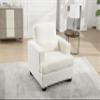 37" Length Modern Chair or Living Room, Sofas & couches with Square Armrest, Removable Back Cushion and 1pc Waist Pillow (White&Gray Fabric) view 3