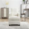 37" Length Modern Chair or Living Room, Sofas & couches with Square Armrest, Removable Back Cushion and 1pc Waist Pillow (White&Gray Fabric) view 4