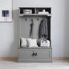 Merrick Lane Wallen Hall Tree with Storage Bench, Lower Storage Cabinet, 4 Metal Double Coat Hooks, and Upper Storage Shelves, 40" Wide, Gray view 1