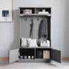 Merrick Lane Wallen Hall Tree with Storage Bench, Lower Storage Cabinet, 4 Metal Double Coat Hooks, and Upper Storage Shelves, 40" Wide, Gray view 3
