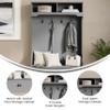 Merrick Lane Wallen Hall Tree with Storage Bench, Lower Storage Cabinet, 4 Metal Double Coat Hooks, and Upper Storage Shelves, 40" Wide, Gray view 4