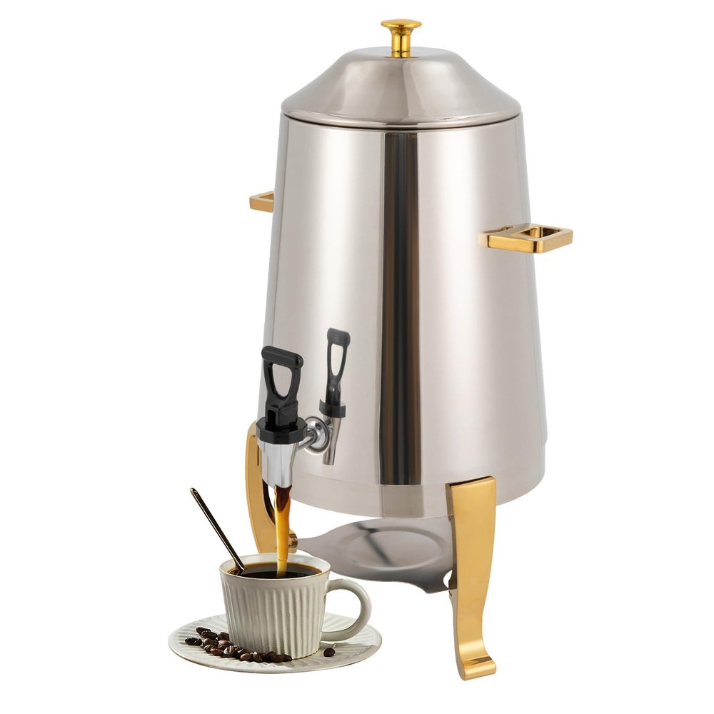 Hot Beverage Dispenser, 13L Stainless Steel Coffee Urn Cold & Hot Drinks Dispenser with Fuel Tray for Party Even Buffet Catering (Gold - Only Fuel Heating)