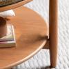 EQUALIZE Small Coffee Table Solid Wood Rattan Coffee Table Living Room Home Combination Round Table Brown Glass Retro Double-Layer Small Round Table Side Table view 4