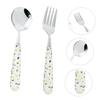 Ciieeo 2pcs Silverware Stainless Steel Fork Spoon Ceramic Handle Dinner Cutlery Table Supplies view 2