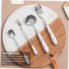 Ciieeo 2pcs Silverware Stainless Steel Fork Spoon Ceramic Handle Dinner Cutlery Table Supplies view 4