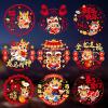 2024 Year of The Dragon Color Window Flower Zodiac Static Sticker Chinese New Year Spring Festival Decoration Supplies New Year's Blessing Sticker Cartoon Window Sticker view 2