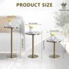 Renmlion Round Coffee Table Metal End TableCircular Cocktail Table Bistro Bar Table Tall Dining Table with Fixed Tabletop and Stable BaseEasy Assemble Marble Bar Table (Size : Height 95cm) view 2