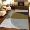 Abstract Mid-Century Geometric Living Room Carpet, Nude Pink Blue Yellow Gray Nursery Area Rug, Non-Slip Washable Low Pile Thin Print Soft Mat for Bedroom Entryway Hallway Office 4x6ft view 3