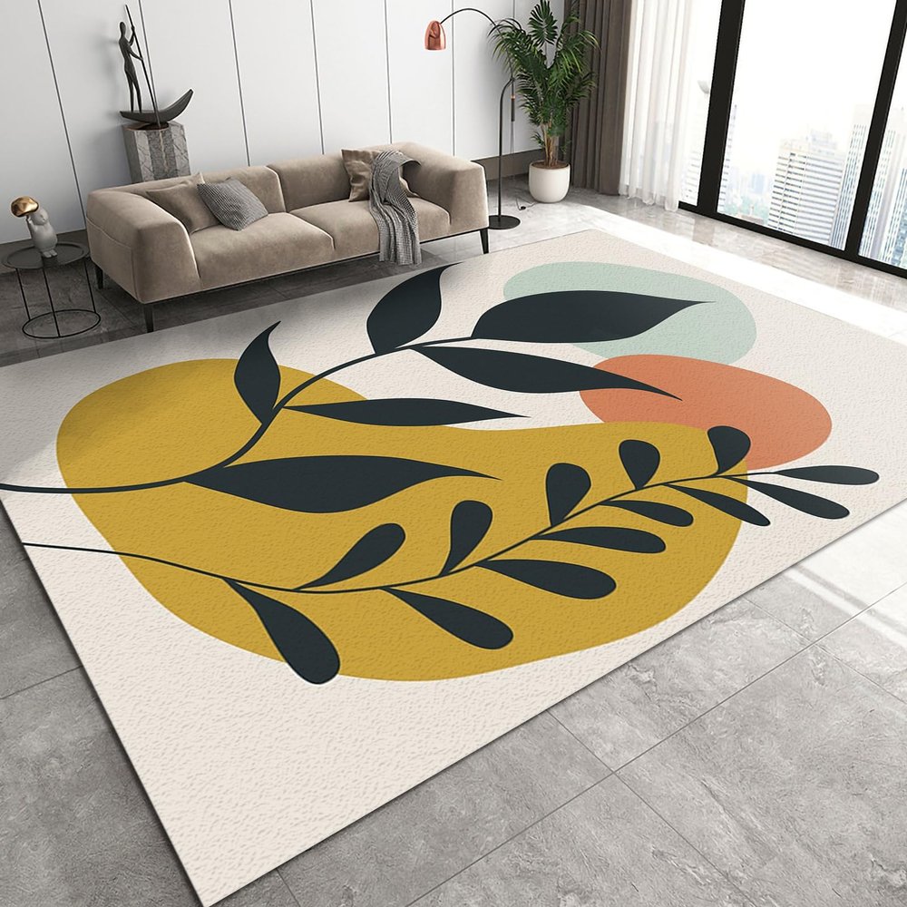 2x3 Area Rugs Simple Creative Aesthetics Small Entryway Mats, Abstract Plant Color Blocks Laundry Room Rug Non Slip Rugged Throw Rugs for Front Door Bedroom Bedside