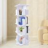 ZAWAYINE Rotating Bookshelf 4 Tier Bookcase Square Floor Standing 360 Rotating Stackable Storage Display Book Rack Shelf for Living Room Nursery Bedroom Study Office (White) view 4