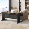 Tribesigns 63 Inch Executive Desk with File Cabinet, Large Office Desk L Shaped Computer Desk with Drawers and Storage Shelves, Business Furniture Desk Workstation for Home Office, Brown and Black view 1