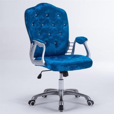 KDENMX Gaming Chair, Velvet Computer Chair, Ergonomic Office Desk Chair with Wheels, Home Office PU Leather Chair, Rolling Swivel Adjustable Task Chair for Women Adults (Color : Velvet Blue)
