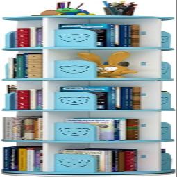HOBIBA Bookcases 360 Rotating Bookshelf Large Floor Storage Rack Cultivate Interest in Reading Display Corner Standing Bookshelf(Size:5 Layers(43 * 159cm),Color:Blue)