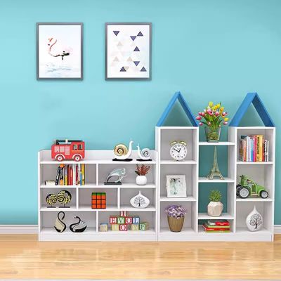 Bookshelf and Toy Storage, Bookshelf with Storage, Castle Style, for Bedroom, Living Room, Study Room, Classroom (Color : B, Size : 236cm(93in))