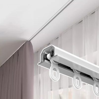 ZIMGOD Hidden Curtain Rod Rail Ceiling Mount, Recessed Invisible Curtain Track White, Straight Curtain Pole System for Windows/Room Divider, Custom Size (Size : 450cm/14.8ft)