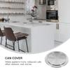 ALOEU Modern Silver Recessed Round Trash Can Lid with Flip Top Closure for Kitchen Bathroom view 4