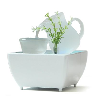 Ultrawave Small Fountain Office Desktop Ornaments, Living Room Fountain, Women's Ceramic Glass Water Ornaments, Ceramic Desktop Fountain Indoor Fountain (Color : C)