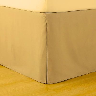 Drona Bedding Twin XL Size Bed Skirt Taupe Box Pleated Bedskirt with 14"" Drop Length- Pure Cotton 600 Thread Count Premium Finish with Split Corner, Light Weight,
