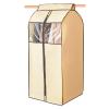 Clothes Storage Bags with Zipper, Transparent Window Sandwich Cotton Non-Woven Fabric Fully Enclosed Hanging Clothes Bag (Color : Beige, Size : 52x52x110cm) view 1