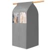 Clothes Storage Bags with Zipper, Transparent Window Sandwich Cotton Non-Woven Fabric Fully Enclosed Hanging Clothes Bag (Color : Gray, Size : 52x52x90cm) view 1