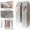 Clothes Storage Bags with Zipper, Transparent Window Sandwich Cotton Non-Woven Fabric Fully Enclosed Hanging Clothes Bag (Color : Gray, Size : 52x52x90cm) view 3