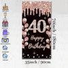 40th Birthday Decoration for Women Black and Rose Fabric Sign Wall/Door Banner Background Banner Woman Birthday Party Welcome Sign, 35.4"x70" view 2