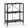 3-Tier Storage Shelves with Wheels, Foldable Height Wire Shelving Unit, Metal Steel Rack Shelves, Garage Shelving Organizer(A) view 1