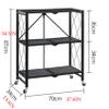 3-Tier Storage Shelves with Wheels, Foldable Height Wire Shelving Unit, Metal Steel Rack Shelves, Garage Shelving Organizer(A) view 3