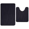 Buganda Memory Foam Bathroom Rugs 2 Pieces, Bath Rug Size 36x24 and Contour Rug U-Shaped Size 24x20 in Black, 2 Item Bundle view 1