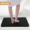 Buganda Memory Foam Bathroom Rugs 2 Pieces, Bath Rug Size 36x24 and Contour Rug U-Shaped Size 24x20 in Black, 2 Item Bundle view 2