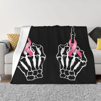 Rqwaaed Skeleton Hand Fuck Breast Cancer Awareness Cozy Up with Our Ultra-Soft Fleece Blanket - Perfect for Home and Travel 60"x50"
