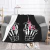Rqwaaed Skeleton Hand Fuck Breast Cancer Awareness Cozy Up with Our Ultra-Soft Fleece Blanket - Perfect for Home and Travel 60"x50" view 2