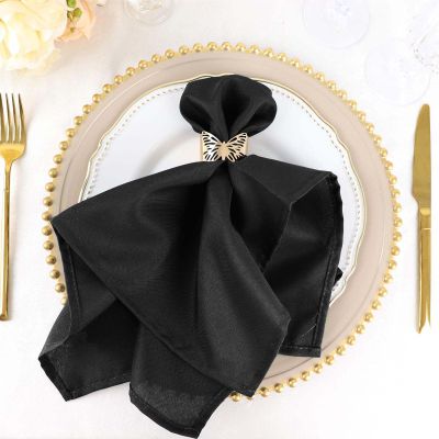 10 pcs 20-Inch Black Polyester Dinner Napkins - for Wedding Party Events Restaurant Kitchen Home