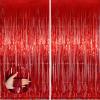 Valentines Day Keyali 2 Pack 3.3 * 8.3 ft Foil Curtain Metallic Tinsel Fringe Curtains Photo Booth Props Backdrop for Birthday Wedding Engagement Baby Shower Christmas Holiday Celebration Partyl,Red view 1