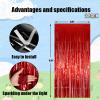 Valentines Day Keyali 2 Pack 3.3 * 8.3 ft Foil Curtain Metallic Tinsel Fringe Curtains Photo Booth Props Backdrop for Birthday Wedding Engagement Baby Shower Christmas Holiday Celebration Partyl,Red view 2