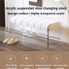 ESRADA Ottoman Foot Rest/Shoe Bench Light Luxury Creative Shoe Changing Stool Transparent Acrylic Bench Bedroom Cloakroom Simple Home Door Wearing Shoe Stool Shoe Bench blue-100CM view 2