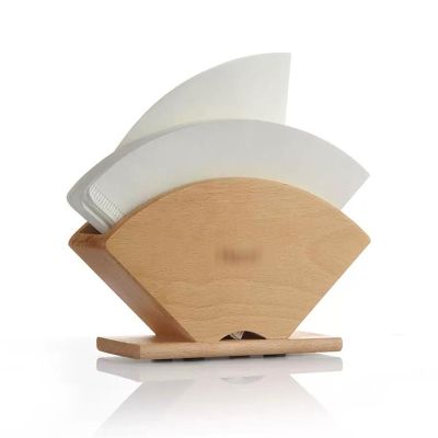 Coffee Filter Holder Cone Coffee Filter Paper Holder Storage Rack, Wooden Coffee Filter Container for Cone V60#4#3#2 Coffee Filters Storage Holder for Countertop Home Bar Coffee Paper Storage Rack