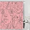Coveimes Abstract Face Shower Curtain, Black Lines Women Face Floral Butterfly Silhouette Minimalist Art Aesthetic Bathroom Decor Curtains, Fabric Polyester Waterproof Shower Curtain view 1