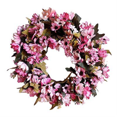 NiekE CAREG Artificial Daisy Wreath Summer Colorful Floral Wreaths Compatible with Front Door Home Decor Compatible with Window, Indoor, Outdoor, Wedding Durable