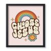 Poster Master Choose Jesus Poster - Retro Motivational Print - Groovy Floral Art - Rainbow & Flower Design - Chic Boho Decor - Religious Christian Living Room or Dorm Decor - 8x10 UNFRAMED view 1