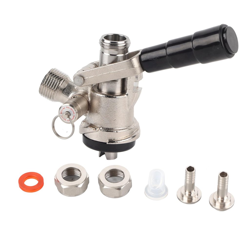 S Type Keg Coupler, Keg Coupler S Type Draft Beer Dispenser with Safety Pressure Relief Valve Home Brewing System