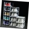 OFFSCH 5pcs Stackable Transparent Shoe Storage Boxes Small Dustproof Organizer for Home Bedroom Thicken Plastic Containers with Breathable Design Black view 4