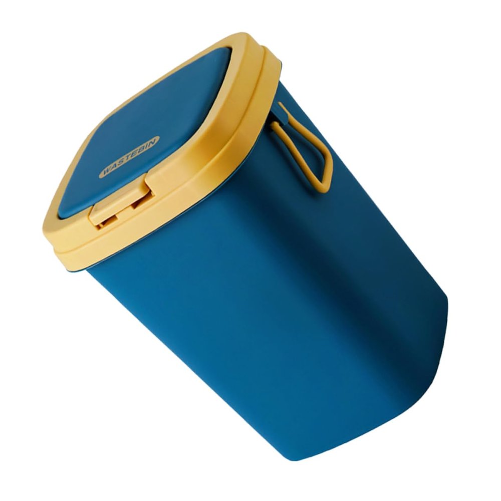 Ciieeo Trash Can with Lid Type Waste Paper Basket for Home Kitchen and Bathroom Deep Sea Blue Practical and Convenient Design