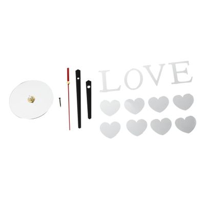 Ciieeo 3pcs Heart Mirror Wall Clock Frameless Sticker Decor for Bedroom Living Room