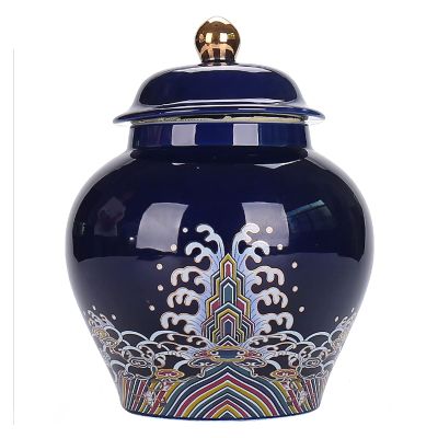 ZHFytsh-0668 Tea Tins Ceramic Tea Caddy Blue and White Porcelain Living Room Furnishings Classic Vintage Home Decor Crafts Storage Jar Tea Storage Container(Blue)