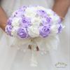 Mhojpik Bridal Wedding Bouquet Round Bling Brooch Bouquet Throw Toss Artificial Rose Flower Bunch for Bride Bridesmaid Wedding Quinceanera(Light Purple & Ivory, 9.8") view 2