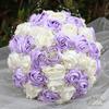Mhojpik Bridal Wedding Bouquet Round Bling Brooch Bouquet Throw Toss Artificial Rose Flower Bunch for Bride Bridesmaid Wedding Quinceanera(Light Purple & Ivory, 9.8") view 4