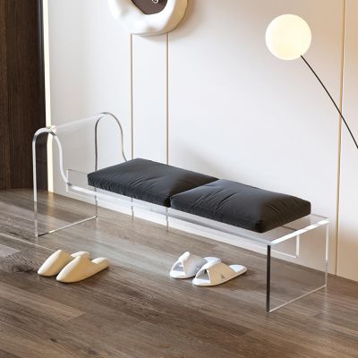 ESRADA Acrylic Dining Table Stool, Contemporary Clear Kitchen Stool, Upholstered Bed End Bench, Rectangular Bedroom Bench, Indoor Entry Bench, Shoe Changing Bench grey-120 * 40 * 60CM